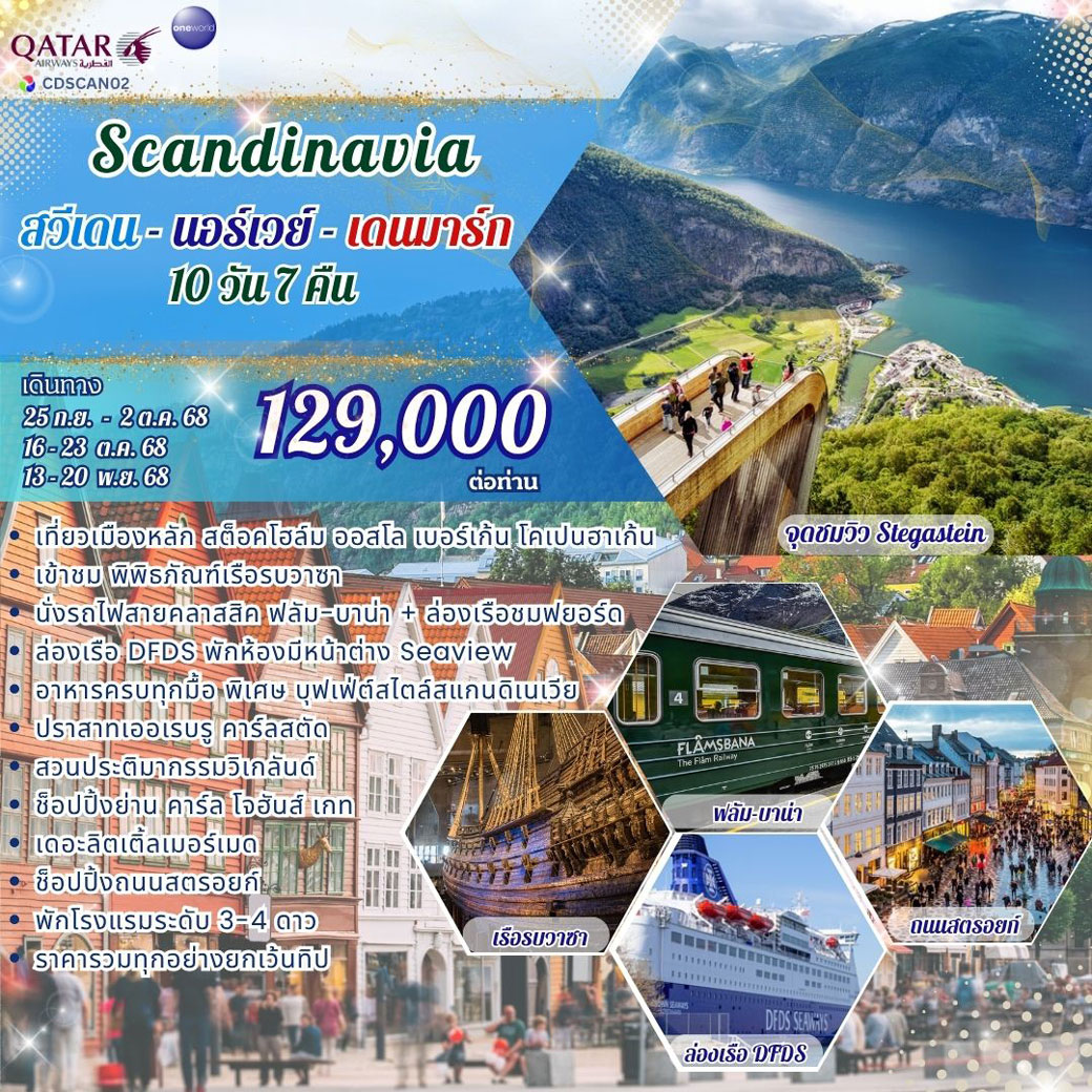 ทัวร์สวีเดน นอร์เวย์ เดนมาร์ก 10วัน 7คืน (QR)