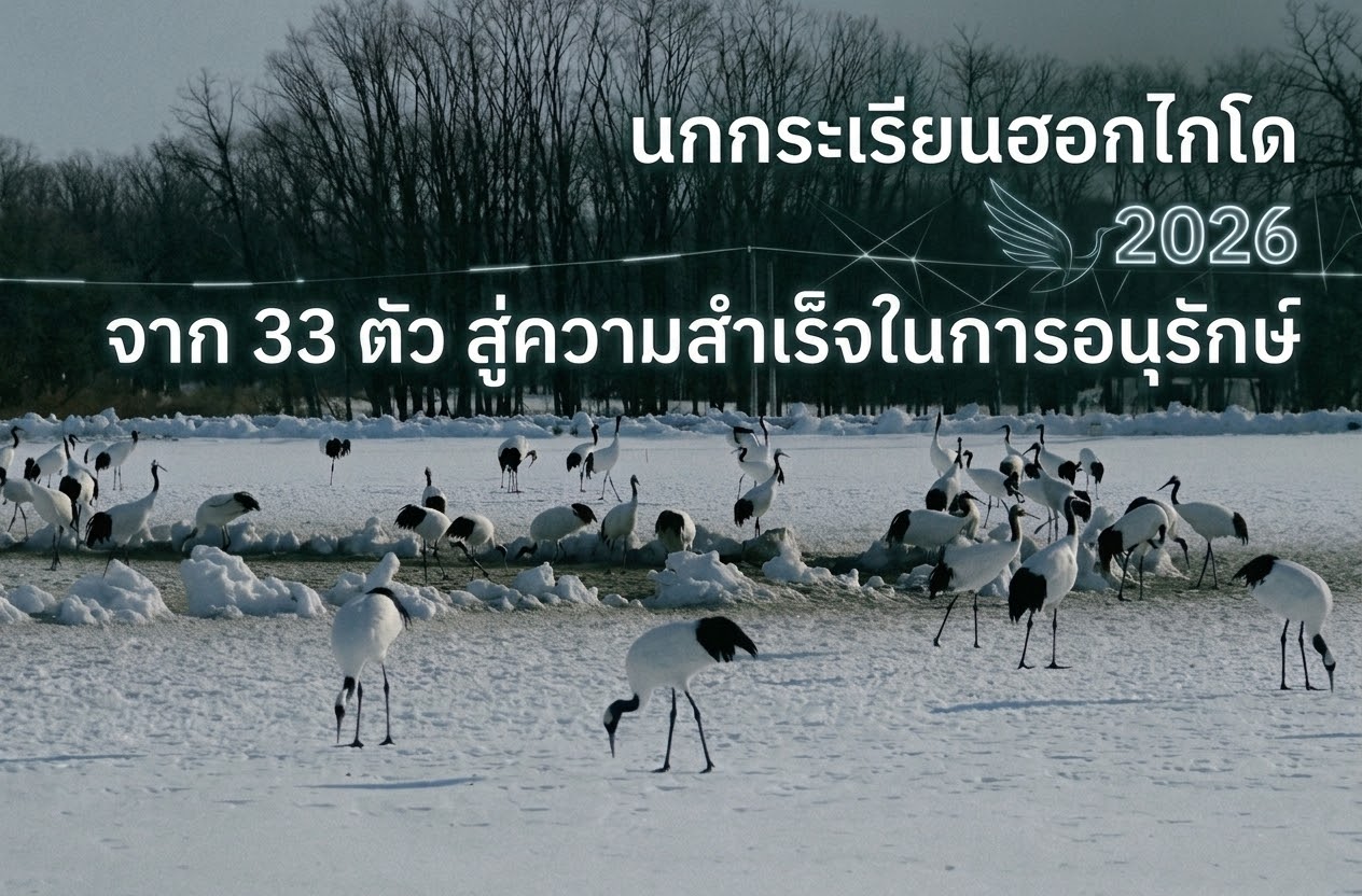 นกกระเรียนมงกุฎแดงแห่งฮอกไกโด: จากเกือบสูญพันธุ์สู่ความสำเร็จในการอนุรักษ์ปี 2026