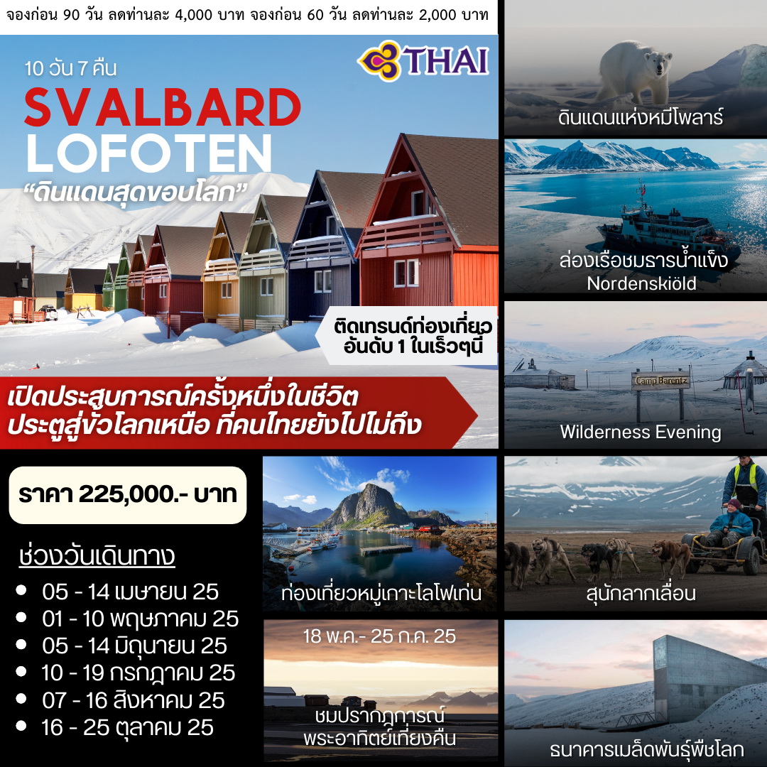 ทัวร์นอร์เวย์ SVALBARD LOFOTEN 10วัน 7 คืน (TG)